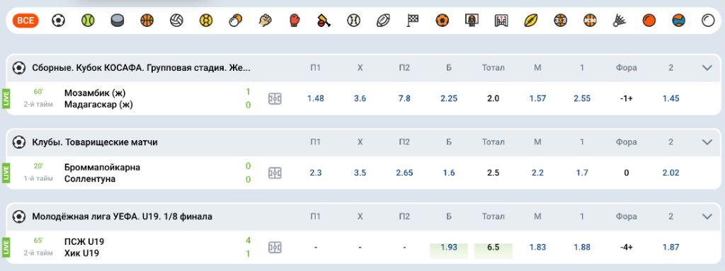 Ставки на спорт Mostbet